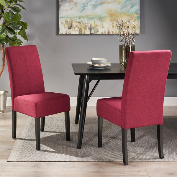 Gdf Studio Raphael Wooden Dining Chairs (Set Of 2) Deep Red And Dark Brown Finish