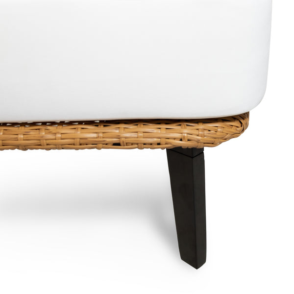 Gdf Studio Rauser Outdoor Wicker Club Chair With Water Resistant Cushion Light Brown And White