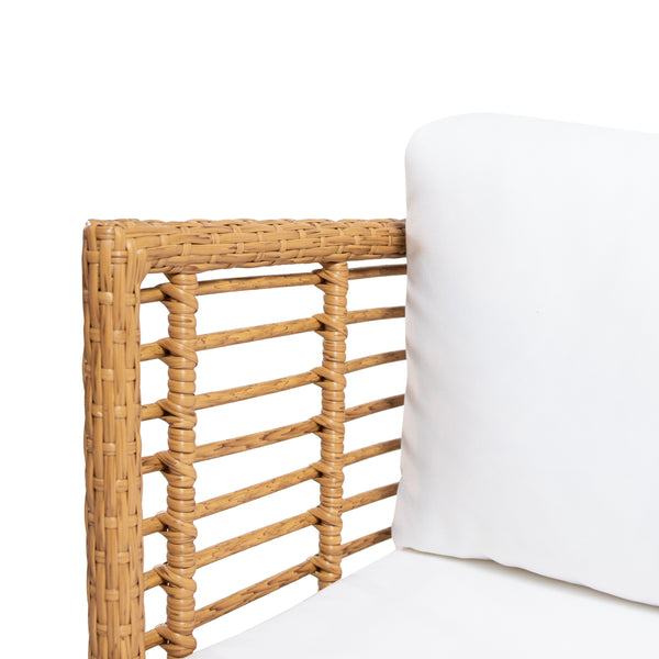 Gdf Studio Rauser Outdoor Wicker Club Chair With Water Resistant Cushion Light Brown And White