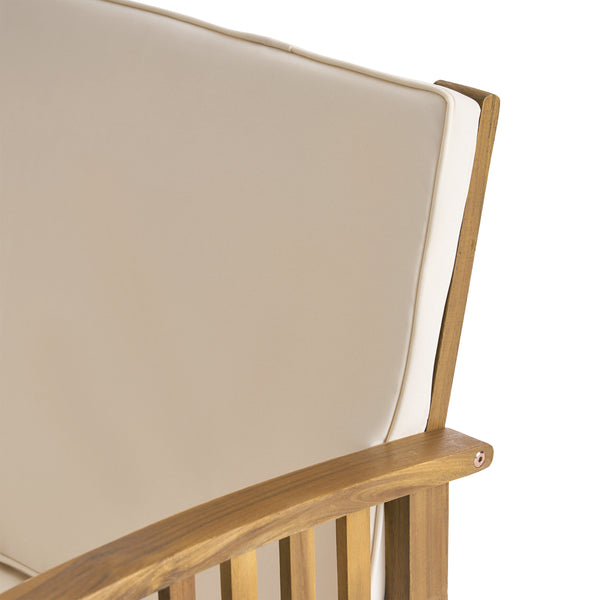 Gdf Studio Ray Acacia Outdoor Acacia Wood Club Chairs W/ Cushions
