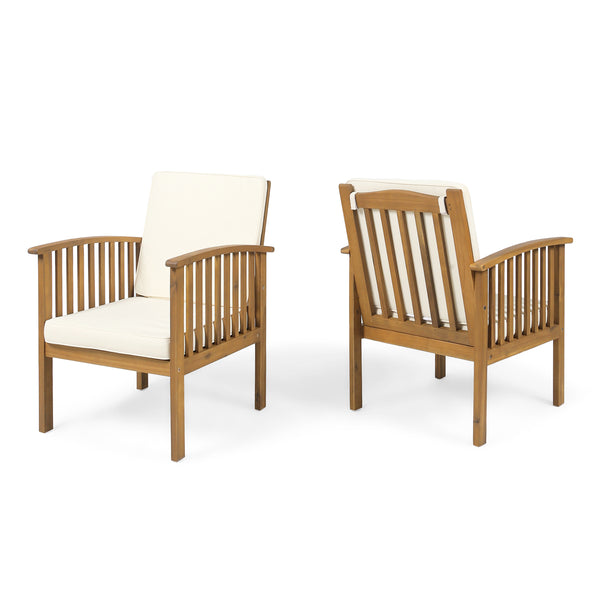 gdf studio Ray Acacia Outdoor Acacia Wood Club Chairs w/ Cushions