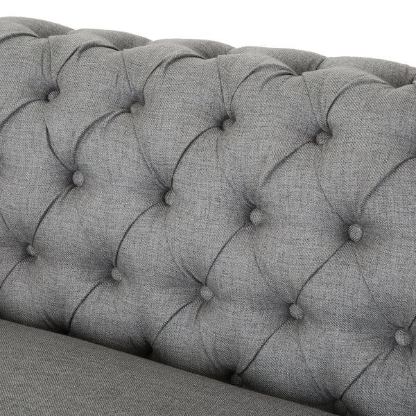 Gdf Studio Rebecca 5 Seater Tufted Fabric Chesterfield Sectional