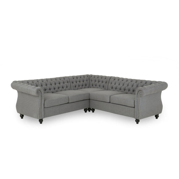 gdf studio Rebecca 5 Seater Tufted Fabric Chesterfield Sectional