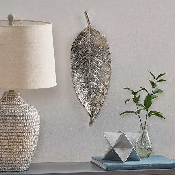 Gdf Studio Redden Handcrafted Aluminum Leaf Wall Decor Raw Nickel