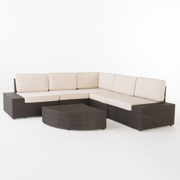 gdf studio Reddington 6pc Outdoor Brown Wicker Sectional Seating Set