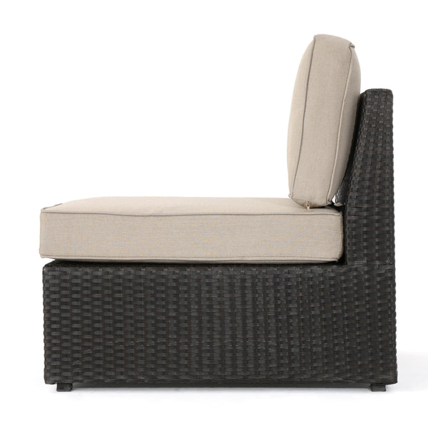 Gdf Studio Reddington Outdoor Wicker Sectional Sofa Seat W/ Cushions (set Of 2)