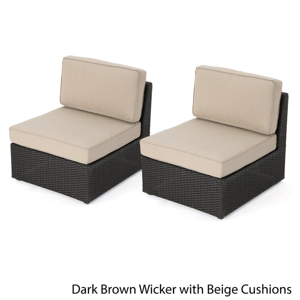 gdf studio Reddington Outdoor Wicker Sectional Sofa Seat w/ Cushions (set of 2)