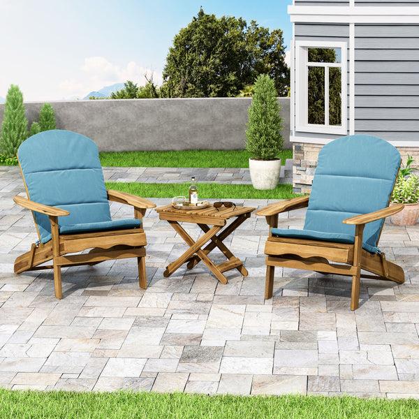 Gdf Studio Reed Outdoor 2 Seater Acacia Wood Chat Set With Water Resistant Cushions