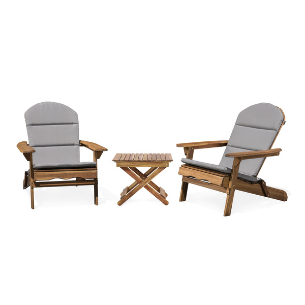 Gdf Studio Reed Outdoor 2 Seater Acacia Wood Chat Set With Water Resistant Cushions