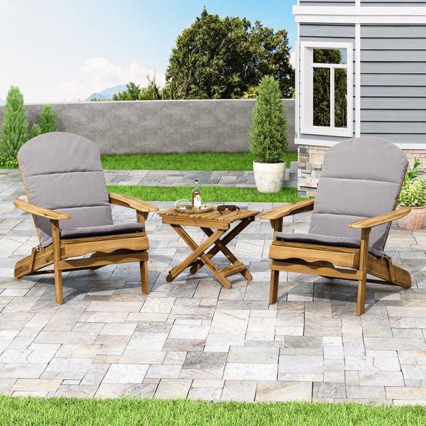 Gdf Studio Reed Outdoor 2 Seater Acacia Wood Chat Set With Water Resistant Cushions
