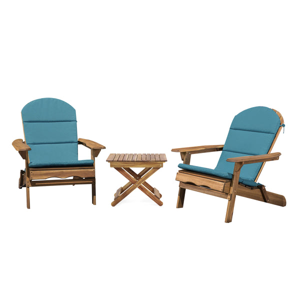 gdf studio Reed Outdoor 2 Seater Acacia Wood Chat Set with Water Resistant Cushions