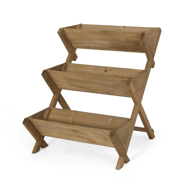 Gdf Studio Regina Outdoor Firwood 3 Tiered Plant Stand
