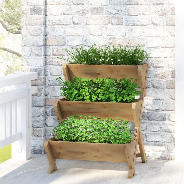 gdf studio Regina Outdoor Firwood 3 Tiered Plant Stand