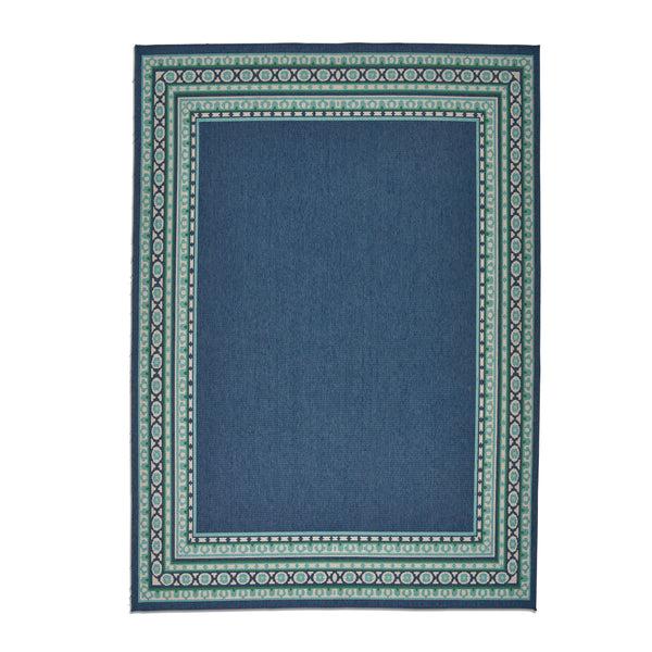 Gdf Studio Reid Indoor/Outdoor Border Area Rug Navy And Green