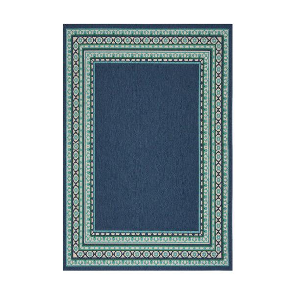 gdf studio Reid Indoor/Outdoor Border Area Rug Navy and Green