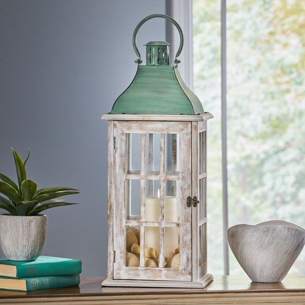 gdf studio Reigle Coastal Handcrafted Mango Wood Decorative Lantern