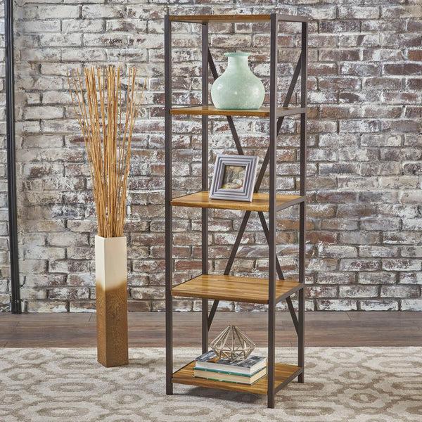 Gdf Studio Relee 4 Shelf Wood & Metal Etagere Bookcase