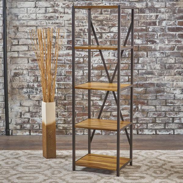 Gdf Studio Relee 4 Shelf Wood & Metal Etagere Bookcase