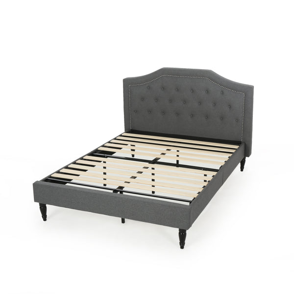 gdf studio Renee Contemporary Low Profile Fully Upholstered Fabric Platform Bed Frame Queen