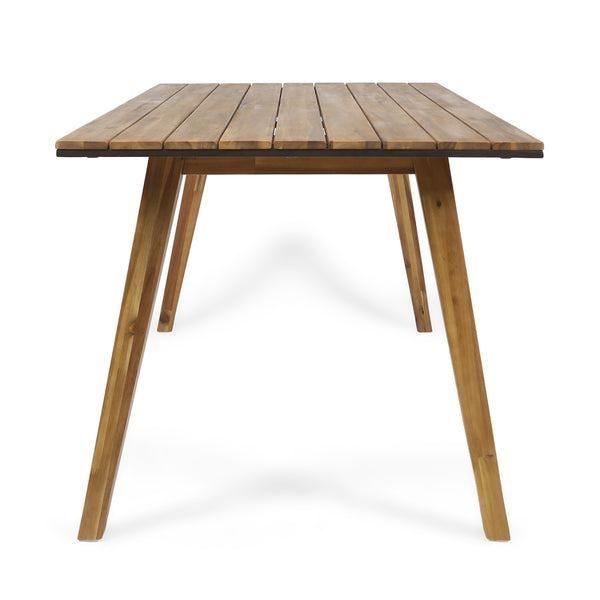 Gdf Studio Renee Outdoor 7 Piece Acacia Wood Dining Set Teak And Dark Brown