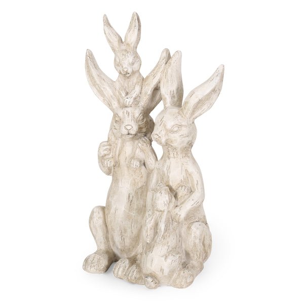 Gdf Studio Reser Outdoor Rabbit Family Garden Statue White