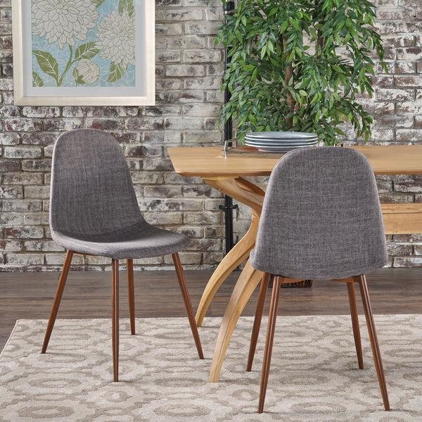 Gdf Studio Resta Mid Century Fabric Dining Chairs With Wood Finished Metal Legs (Set Of 2)