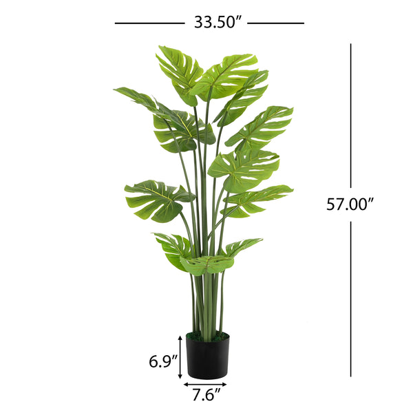 Gdf Studio Rhaevor 57" Artificial Monstera Deliciosa Plant With Pot