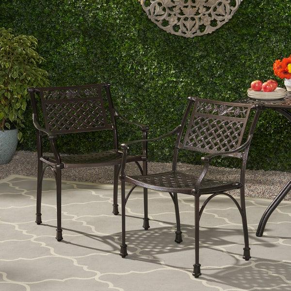 Gdf Studio Ridgecrest Traditional Outdoor Aluminum Dining Chair (Set Of 2)