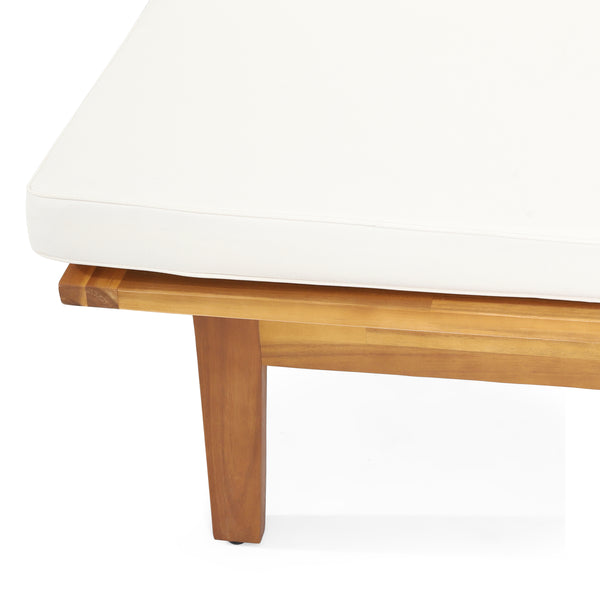 Gdf Studio Riebe Outdoor Acacia Wood Convertible Daybed With Cushion