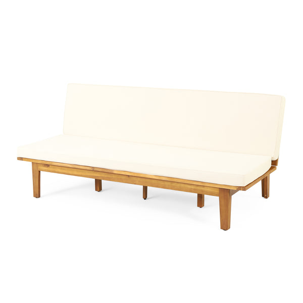 gdf studio Riebe Outdoor Acacia Wood Convertible Daybed with Cushion