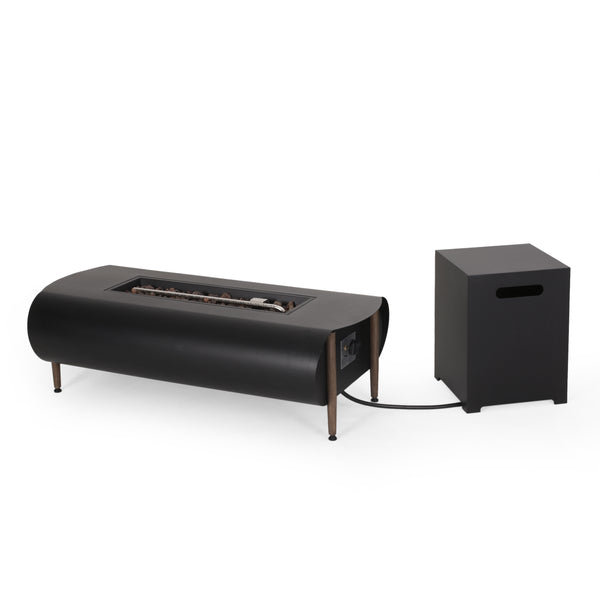 gdf studio Riegel Outdoor 50000 BTU Rectangular Fire Pit with Tank Holder Dark Gray