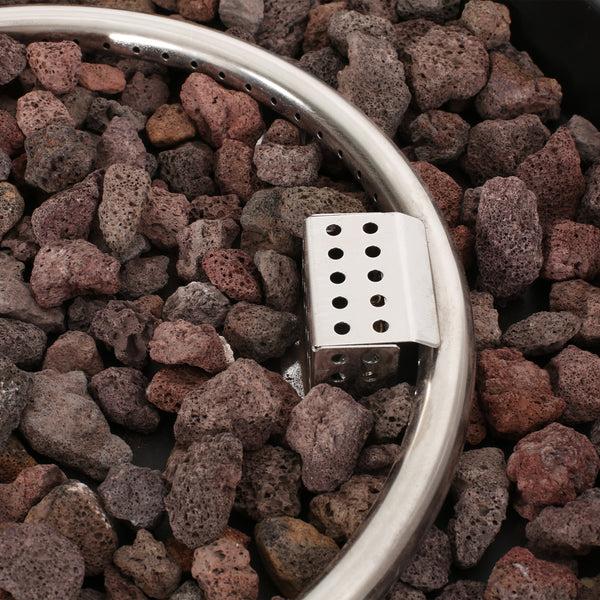 Gdf Studio Riga Outdoor 50 000 BTU Lightweight Concrete And Ceramic Circular Fire Pit (No Tank Holder) Light Gray And Black