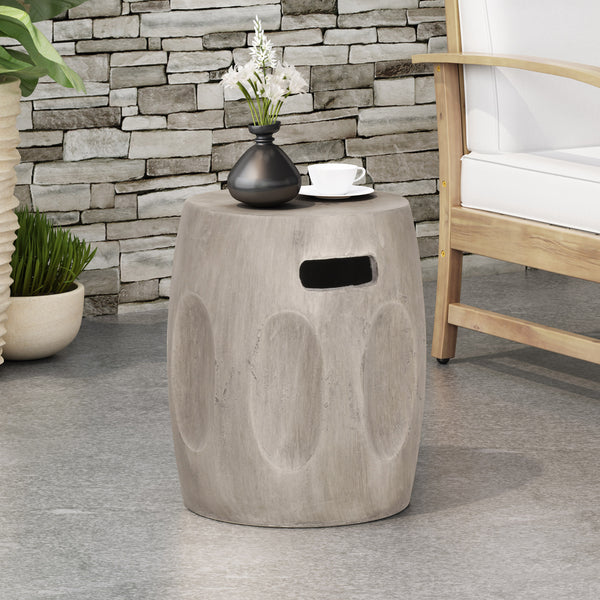 Gdf Studio Riggs Outdoor Contemporary Lightweight Concrete Accent Side Table