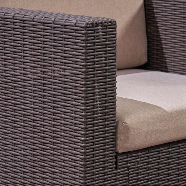 Gdf Studio Riley Outdoor All Weather Faux Wicker 4 Seater Chat Set With Cushions