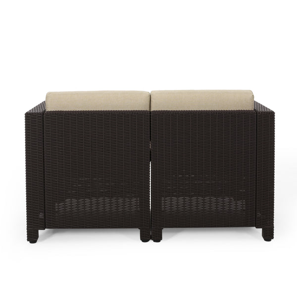 Gdf Studio Riley Outdoor All Weather Faux Wicker 4 Seater Chat Set With Cushions