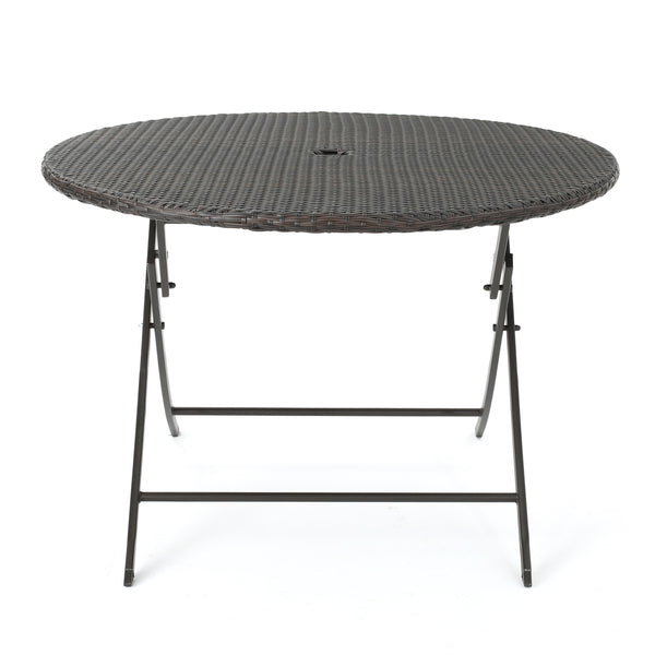 gdf studio Riley Outdoor Multi-brown Wicker Circular Foldable Dining Table