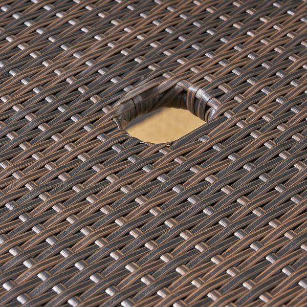 Gdf Studio Riley Outdoor Multi-brown Wicker Rectangular Foldable Dining Table