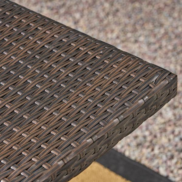 Gdf Studio Riley Outdoor Multi-brown Wicker Rectangular Foldable Dining Table