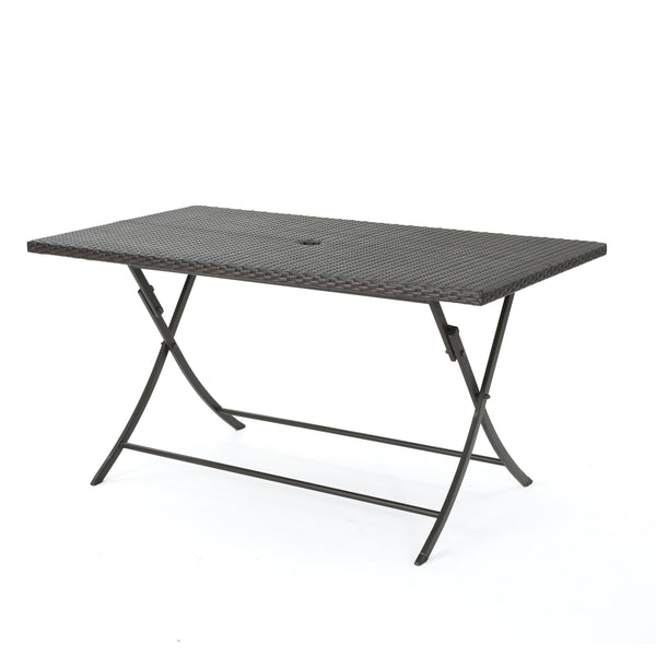 gdf studio Riley Outdoor Multi-brown Wicker Rectangular Foldable Dining Table