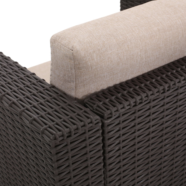 Gdf Studio Riley Outdoor Wicker Print 2 Seater Chat Set With Ottomans