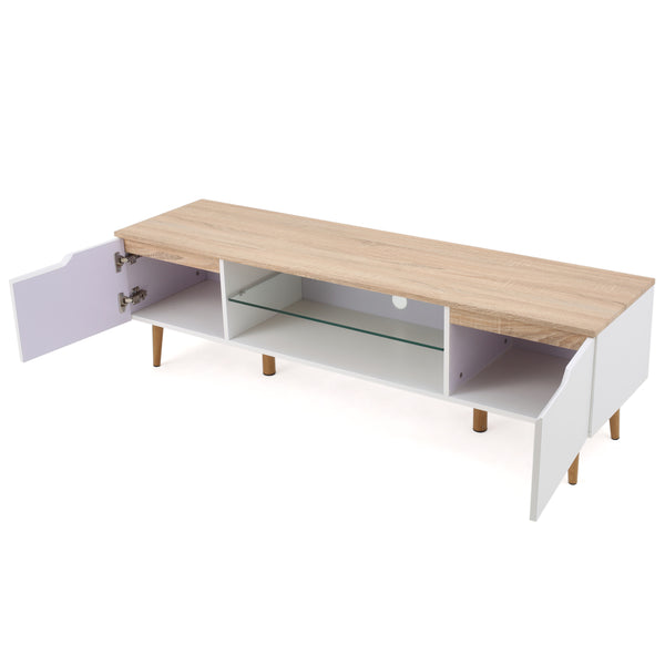 Gdf Studio Ringsted Mid Century Modern 2 Cabinets & Glass Shelf TV Stand