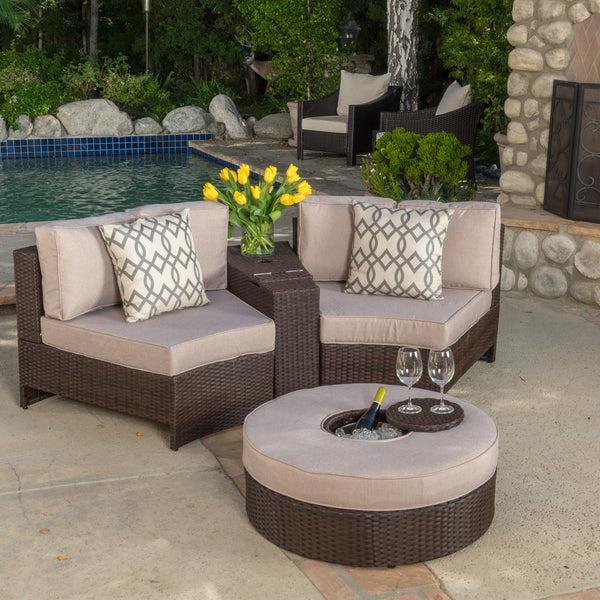 Gdf Studio Riviera 4pc Outdoor Chat Set W/ Storage Trunk & Ice Bucket