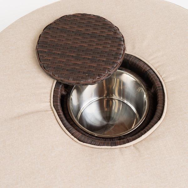 Gdf Studio Riviera 6pc Outdoor Sectional Sofa Set W/ Storage Trunk & Ice Bucket