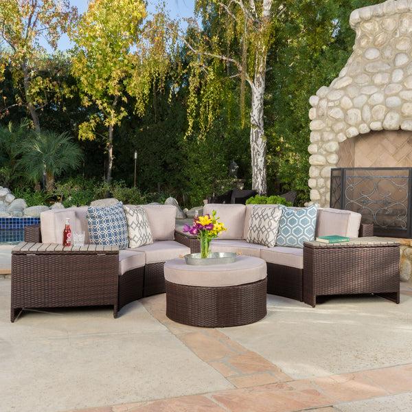 Gdf Studio Riviera 8pc Outdoor Sectional Sofa Set W/ Storage Trunks