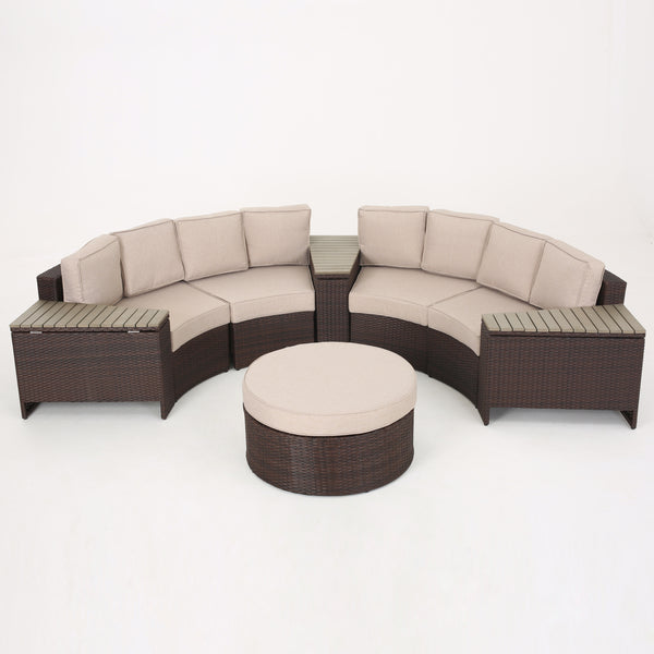 gdf studio Riviera 8pc Outdoor Sectional Sofa Set w/ Storage Trunks