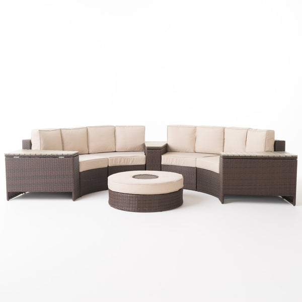 gdf studio Riviera 8pc Outdoor Sectional Sofa Set w/ Storage Trunks & Ice Bucket