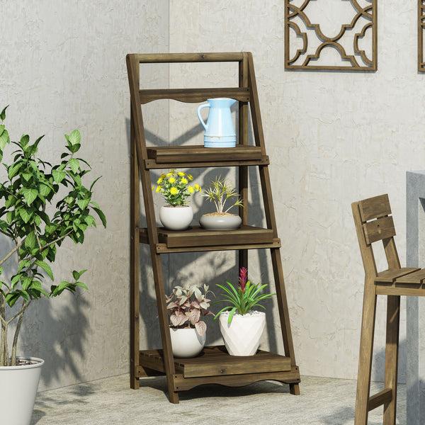 Gdf Studio Robin Outdoor Firwood 3 Tiered Shelf Gray