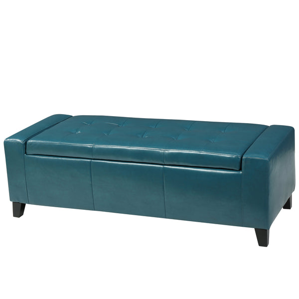 gdf studio Robin Teal Leather Storage Ottoman Bench