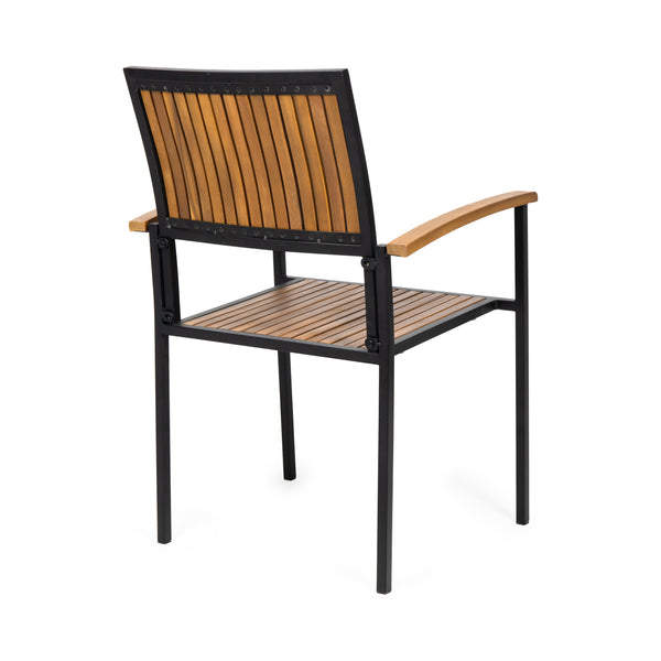 Gdf Studio Rocio Outdoor Modern Industrial 7 Piece Acacia Wood Dining Set