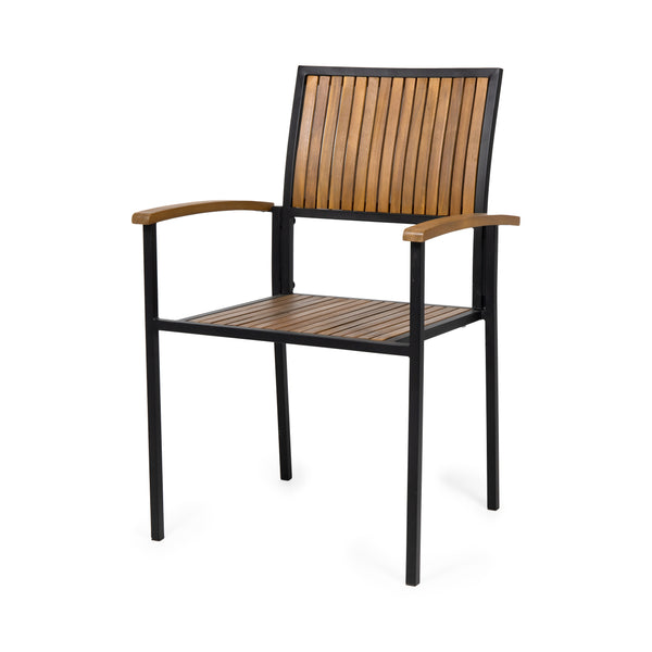 Gdf Studio Rocio Outdoor Modern Industrial 7 Piece Acacia Wood Dining Set